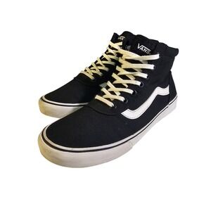 Vans Ward Hi Black & White Canvas Suede High Top Sneakers - Women's 9 - LIKE NEW